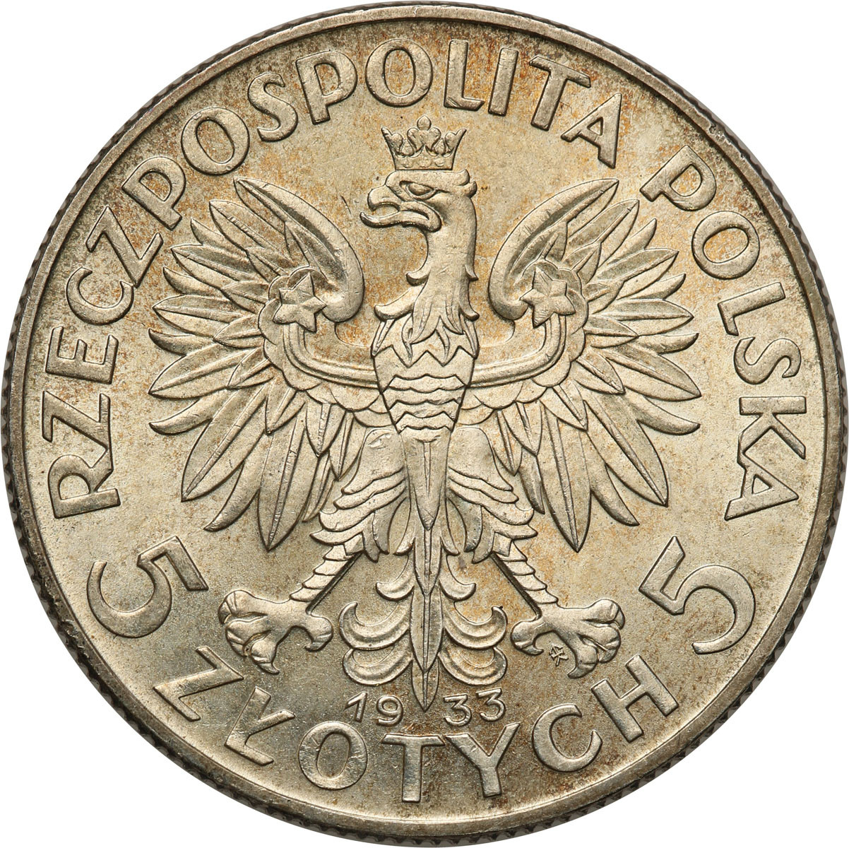 II RP. 5 złotych 1933 głowa kobiety - PIĘKNE